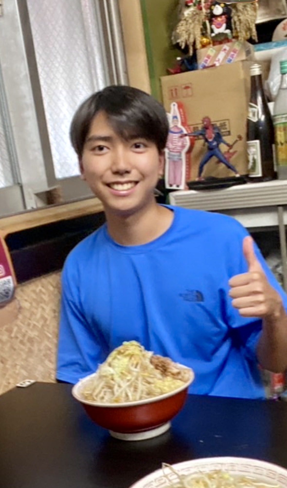 Hiro with a huge bowl of Jiro-style ramen